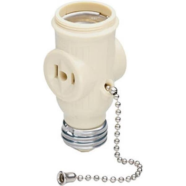 Nextgen 1406ICC10 250W 2 Pole 2 Wire Medium Base Lamp Holder With 2 Outlet; Ivory NE570292 - main